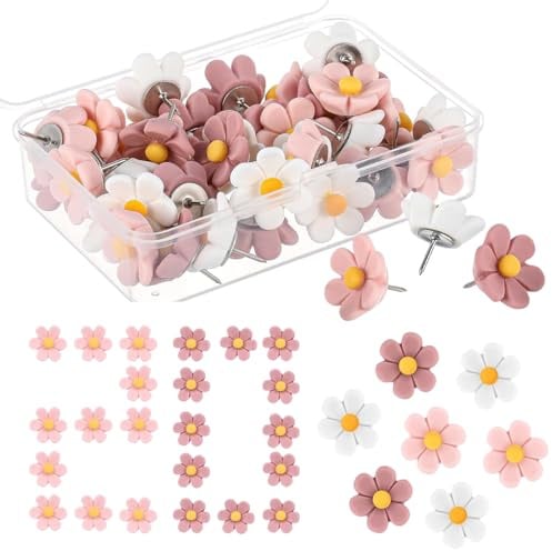 KEWUF 20 Pcs puntine per lavagna sughero, Puntine A Forma Di Fiore, punta in acciaio, Puntine Creative, Puntine Decorative, Puntine Carine, Puntine Per Bacheche, Puntine Per Fissaggio Carta