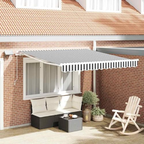 Rantry Markise mit LED-Beleuchtung Manuell Anthrazit & Wei? 300x250 cm Markise Model3215779