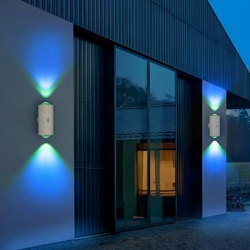 LED Wandleuchte Kabellos, Akku Wandlampe Innen mit Bewegungsmelder 4 Stück | RGB Farbwechsel Up Down Wandleuchte Innen, USB Wiederaufladbar, für Wohnzimmer Schlafzimmer Treppenhaus