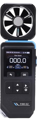 FTVOGUE Digitales Anemometer, Tragbares Windgeschwindigkeitsmessgerät mit Farbdisplay, Messbereich 0,0–30,0 M/s, für Outdoor-Aktivitäten, Heimgebrauch