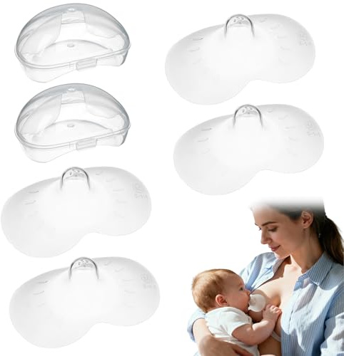 Nipple Shields for Breastfeeding, Nipple Guards Breastfeeding, Ultra-Thin Silicone Protectors with Case in M 16mm Size, Soft Nursing Support for Mums Easing Latch in a Convenient 2-Pack