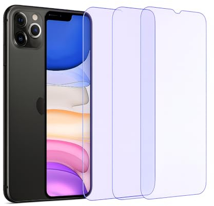 HD Blue Light Screen Protector for iPhone 11 Pro Max [3 Pieces] | Anti-Visual Fatigue, Ultra Clear, Self-Regenerating, Anti-Bubbles | Mounting Kit Included | Smartphone Protection