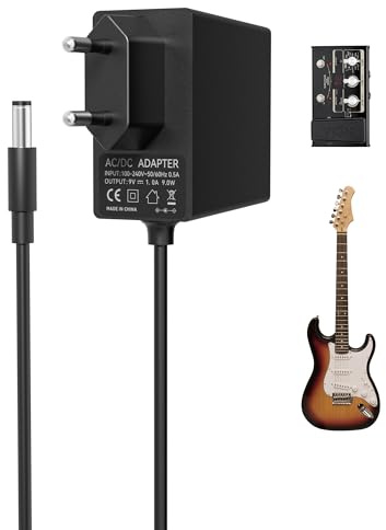 9V 1A Gitarre Pedal Netzteil für Boss PSA-120S, Effektpedal,Casio Keyboard, AC DC Adapter für JOYO, Behringer, Roland ME-80 ME-25 ME-50B RC-1 RC-20 RC-1 RC-2,Wandladegerät für Gitarrenpedal 5,5 x2,1mm