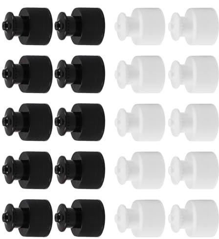 HEMOTON Lot de 20 Bouchons à Pression 24 Mm pour Bouteilles D’Eau de Sport, Capuchon Blanc et Noir Étanche à Tirer la Main, Plastique Résistant, Accessoires pour Activités