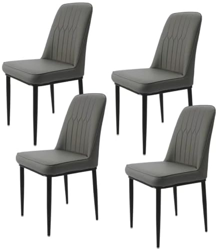 Durrafy Esszimmerstühle 2er Set aus Kunstleder, Gepolsterte Küchenstühle mit Hoher Rückenlehne, Moderne Polsterstühle mit Metallbeinen, Robuste Esszimmerstühle für Esszimmer Küche Wohnzimmer, Grau