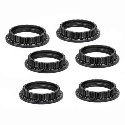 6PCS E26 Lamp Shade Rings, Black Plastic Screw Collar, 32mm Inner Diameter, Secure Retainer for Pendant Light Fittings, Replacement Lampholder Lock Nuts