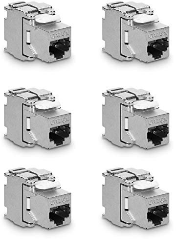 kwmobile 6X Keystone Modul für CAT 6A Kabel - 10 Gbit/s geschirmt Metall Gehäuse Schnappverschluss - werkzeugfreier Anschluss an Modular Patchpanel