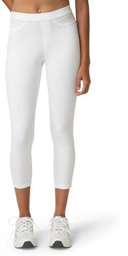 No nonsense Women's Classic Denim Capri Leggings with Pockets, White, Medium