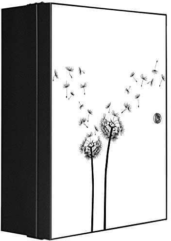 banjado® XXL Medizinschrank abschliessbar mit Motiv Pusteblume 2 35x46x15cm - großer Arzneischrank/Medikamentenschrank aus Metall zur Medikamenten Aufbewahrung - Apothekerschrank mit 3 Schlüsseln