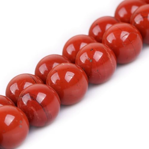 GEM-Inside Natural 16mm Red Jasper Round Gemstone Semi Precious Loose Beads for Jewellery Making 15''