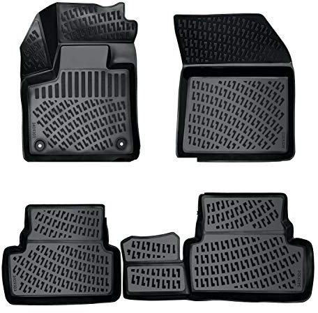 Rizline Passgenau 3D Fussmatten Auto Kompatibel mit Peugeot 508 1.gen 2010-2018 Auto Zubehör 1. Und 2. Reihe Gummimatten Autos TPE Allwetter Geruchlos rutschfest Vorne und Hinten Schwarz