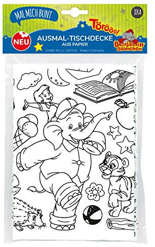 Benjamin Blümchen Papier-Tischdecke zum Ausmalen für Kinder, Benjamin Blümchen Ausmalen, Kindertischdecke, bemalbare Tischdecke Kindergeburtstag, Mal Mich Bunt
