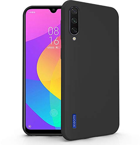 N NEWTOP Cover Compatibile per Xiaomi Mi A3 Lite - 9 Lite, Custodia TPU Soft Gel Silicone Ultra Slim Sottile Flessibile Case Posteriore Protettiva (Nero)