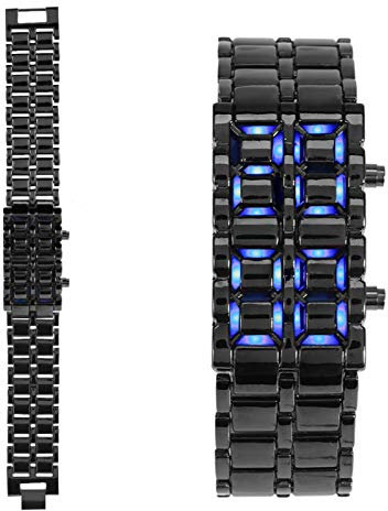 Modische LED Beleuchtung Stahlband Armbanduhr, Elektronische Damenuhr mit Digitsalem Display und Wasserresistente Funktion für Everyday Use