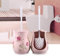 AHKGGM Nylon silkToilet Brush and Holder Pink peony Bathroom Toilet Brush Holder Set, Toilet Cleaning Brush Kit, Quick Drying Holder Set, for Bathroom and WC Toilet Floor-standing