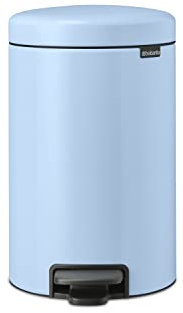Brabantia - NewIcon Treteimer 12L - Medium Abfalleimer für Küche oder Schlafzimmer - Sanft Schließender Deckel - Leichte Pedalbedienung - Entnehmbarer Inneneimer - Dreamy Blue - 25 x 34 x 41 cm