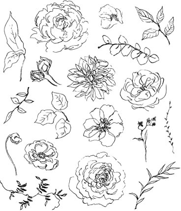 Stampers Anonymous Floral Elements Stempel, transparent, für Kartenherstellung, Scrapbooking und gemischte Medien, Grau