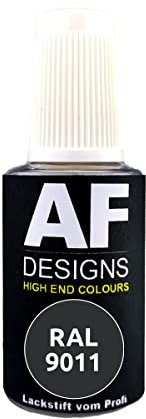 Alex Flittner Designs Stylo de retouche RAL 9011 - Noir graphite mat mat - 20 ml - Stylo de réparation acrylique - Peinture de retouche pour bois, métal, meubles de salle de bain