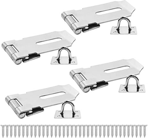 Bwintech 4 Stück Vorhängeschloss Hasp Latch Locks 3 Zoll (75mm) 304 Edelstahl Türschloss Hasp Latch Hasp für Tür Schuppen Tor Schrank mit Schraube Nickel gebürstet