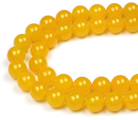 MJDCB Natural Round Stone Beads 12mm Yellow Agate Loose Gemstone Beads for Jewelry Making Bracelet Necklace 30pcs