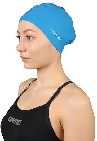 DRUNA Gorro de Natación Silicona para Cabellos Largos, Silicone Cap, Gorro para Piscina, Swimming Cap (Azul Claro)