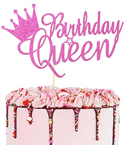 Arthsdite Décoration de gâteau d'anniversaire « Happy Birthday » - Fournitures de décoration de fête pour femme - Paillettes roses