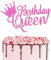 Arthsdite Tortenaufsatz mit Aufschrift Queen Birthday, Wimpelkette, Party-Dekoration, Zubehör für Damen, Mädchen, Damen, rosa Glitzer