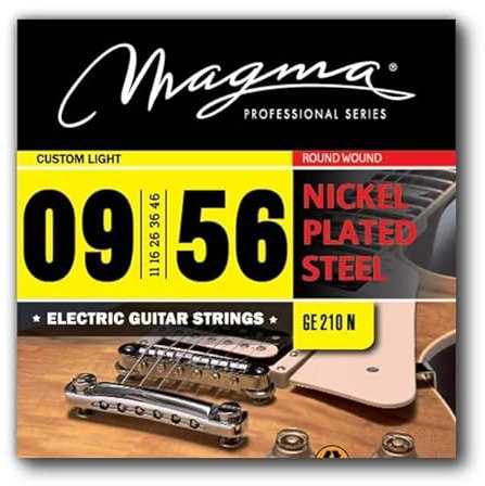 Magma - 1 Juego de Cuerdas para Guitarra Eléctrica de Acero Niquelado – Tensión Liviano custom 7 cuerdas (09, 11, 16, 26, 36, 46, 56) – Cuerdas 7 String Custom Light 1 Set (GE210N)