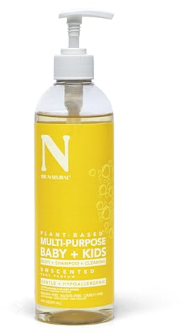 Dr. Natural Multi-Purpose Baby Plus Kids Soap - Body Wash and Shampoo - Gentle Soap with Shea Butter - Newborn Safe - Unscented - 16 oz