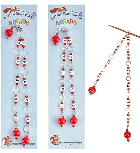 nbeads 2 Stück 2 Größen Rote Holzperlen Anhänger Stricken Reihenzählerketten, Undurchsichtige Zahlenperlen-Zählerketten Aus Acryl Zum Stricken Und Häkeln Um Den Projektfortschritt Zu Verfolgen