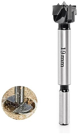 Sinoprotools HW Forstnerbohrer Ø19mm,10mm Schaft Forstner-Bits mit Rundschaft -Bohraufsätze Länge 90 mm,Zubehör Bohrmaschine für Holz Kunststoff