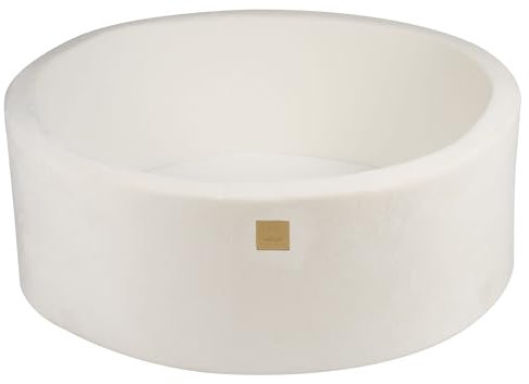 MEOWBABY Piscine à Balles pour Bébé - Rond 90x30cm Fosses a Boules pour Enfants sans Balle, Velvet, Blanc