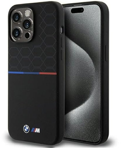 CG MOBILE BMW BMHMP15X22SMPK Hülle für iPhone 15 Pro Max 6.7 Schwarz hardcase M Silicone Pattern