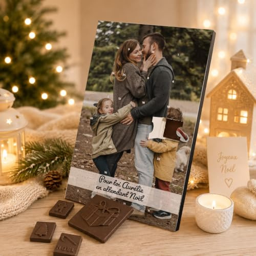 Schokoladen-Adventskalender 100% personalisierbar mit Ihrem Foto und Botschaft - Schokolade Weihnachten