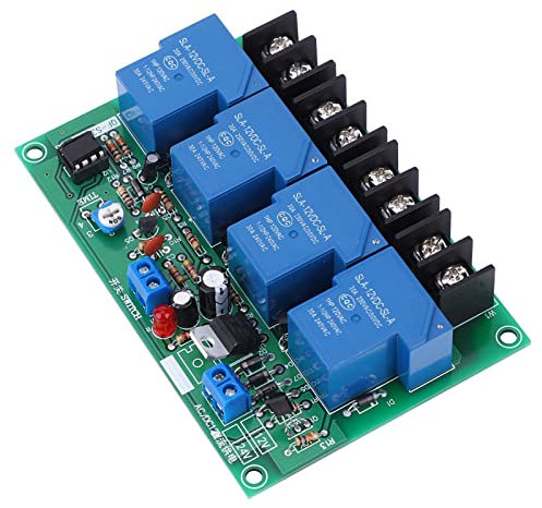 Placa de Secuencia de Tiempo de Alimentación de 4 Canales, Placa de relé de Retardo Ajustable, Módulo Controlador Secuencial 30A 0,5-4s