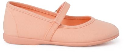 Pisamonas Mädchen Riemchenballerinas Aus Stoff Mit Dünnem Klettverschlussriemen Größe 27 Farbe Pfirsich