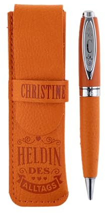 History & Heraldry Bamboo Persönlicher und individueller Kuli Kugelschreiber Stift mit Namen und Spruch Personalisiertes Etui Monogramm-Design persönliches Geschenk (Kuli Christine)