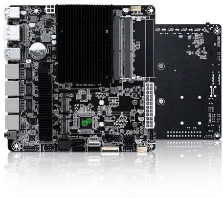 ROUAFWIT NAS Motherboard Celeron J4125, 4 x SATA3.0, 2 x M.2 NVMe, 2 x DDR4, 17x17 Mini-TX NAS Board, 4 x I226v 2.5 GbE, Micro Appliance NAS Board, 32GB RAM 1TB SSD
