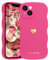 LAPOPNUT for iPhone 13 Case,Cute Curly Wave Frame Love Heart Phone Case for Girls Women,Soft Silicone TPU Bumper Shockproof Camera Protective Cover for iPhone 13 6.1 inch,Hot Pink