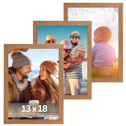 VictoR Bilderrahmen Dali 3er Set 13x18 cm braun | Fotorahmen Holz - Bilderrahmen Set braun 13x18 - moderner Holzrahmen mit bruchsicherem Acrylglas