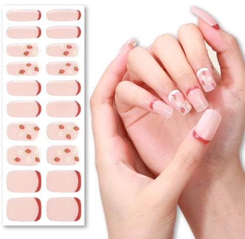 Nail Stickers for Nail Art - Soft Self-Adhesive Gel Nail Wraps (Strawberry)