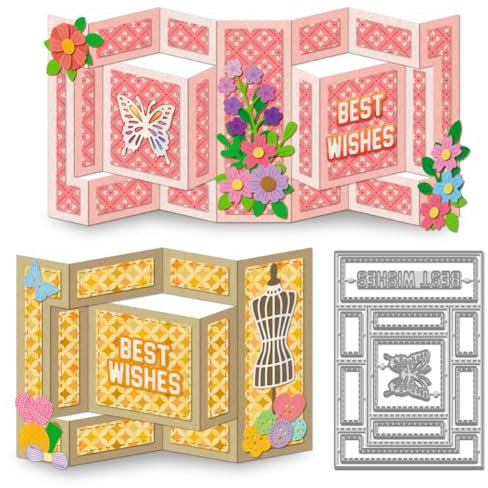 WADORN 3D Grußkartenschnitte Zum Basteln Metall, Stanzschablonen Mit Rechteckigem Kartenrahmen Und Segensworten Metallprägeschablone Stanzvorlage Für DIY Scrapbooking Papier Popup Karten
