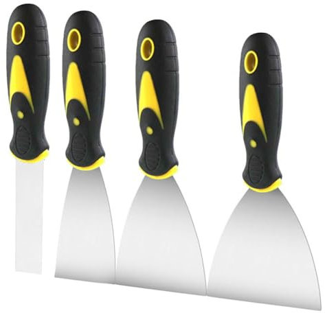 4 Pièces Couteau à Enduire, Couteau à Enduire, Spatules en Acier Inoxydable, Spatule, Spatule Enduit avec Trou de Suspension, Ensemble de Spatules en Acier Inoxydable, pour Papier Peint et Murs