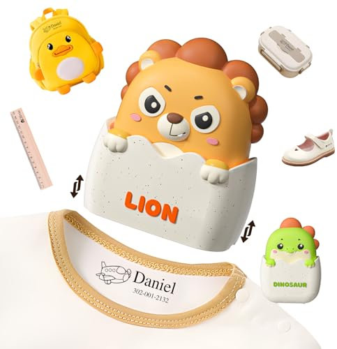 BFUNCO Namensstempel Kinder Textil - Stempel Personalisiert Kinder für Textil & Papier - Wasserfest Stempel Namen Kinder Kleidung - Textilstempel Kinder Name für Kindergarten/Schule - Kleiderstempel