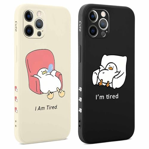 Coiwxmoi 2 Stück Hülle für iPhone 12 Pro Max 6,7 Zoll, Aesthetic Muster Design Mädchen Frauen Handyhülle, Weich Silikon Slim Motiv Stoßfest Case Süßes Schutzhülle für iPhone 12 Pro Max, Ente