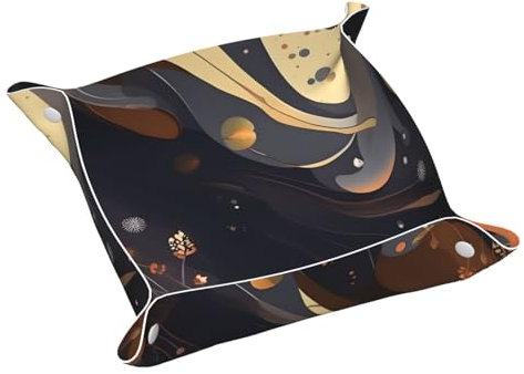 Bandeja de tocador, bandeja de cuero de PVC para viajes, organizador de viaje pequeño para llaves, carteras, relojes, monedas (patrón mediano oscuro)