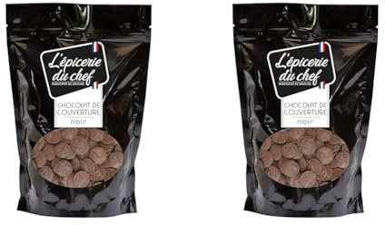 Epicerie Du Chef Sachet Refermable De Palets De Chocolat De Couverture Noir 200 G (Lot de 2)