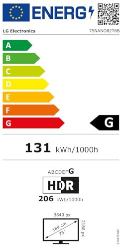 LG NanoCell 75'' Serie NANO82 75NANO82T6B, TV 4K, 3 HDMI, SMART TV 2024