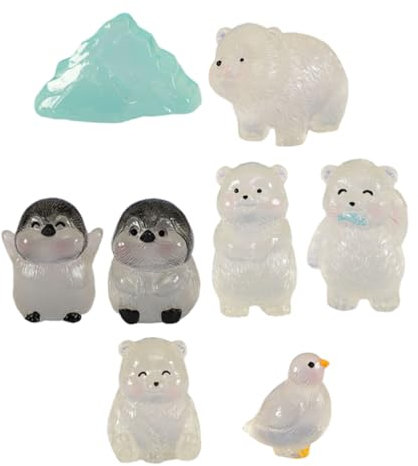 JOINPAYA 8 Pièces Mini Figurines d'animaux en résine Jardin Miniature Ornament résine Décoration résine Décor extérieur Animal Lumineux décor de Mini Animaux Statue animalière Lumineuse