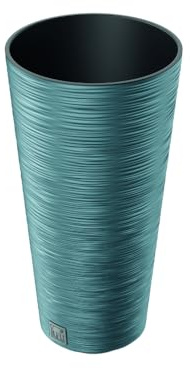 Stolmet Tall Round Flower Pot, Perfect for Being Used Indoor and Outdoor, Plant Pot Available in 5 Colours, Modern with 3D Detail, Includes Insert, Capacity of 15.5L or 27L (Scandinavian Blue, 15.5L)